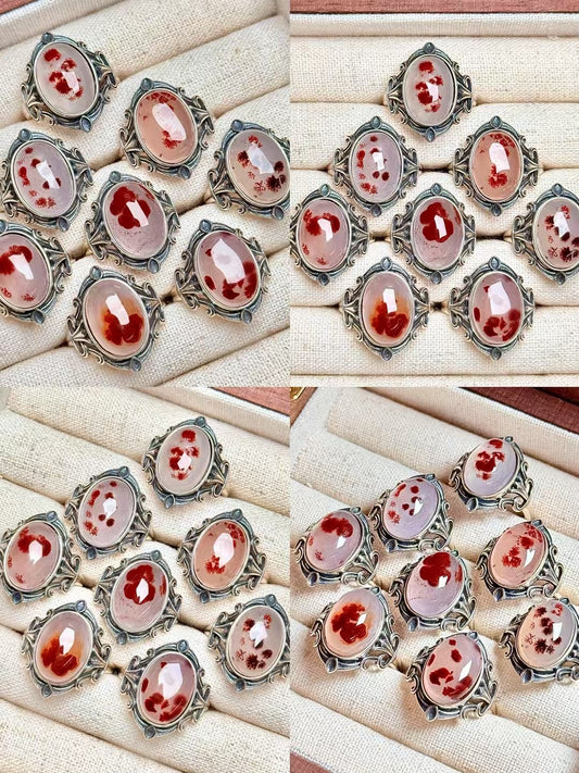 Cinnabar agate ring [S925R]