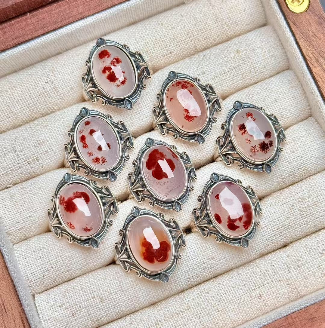 Cinnabar agate ring [S925R]