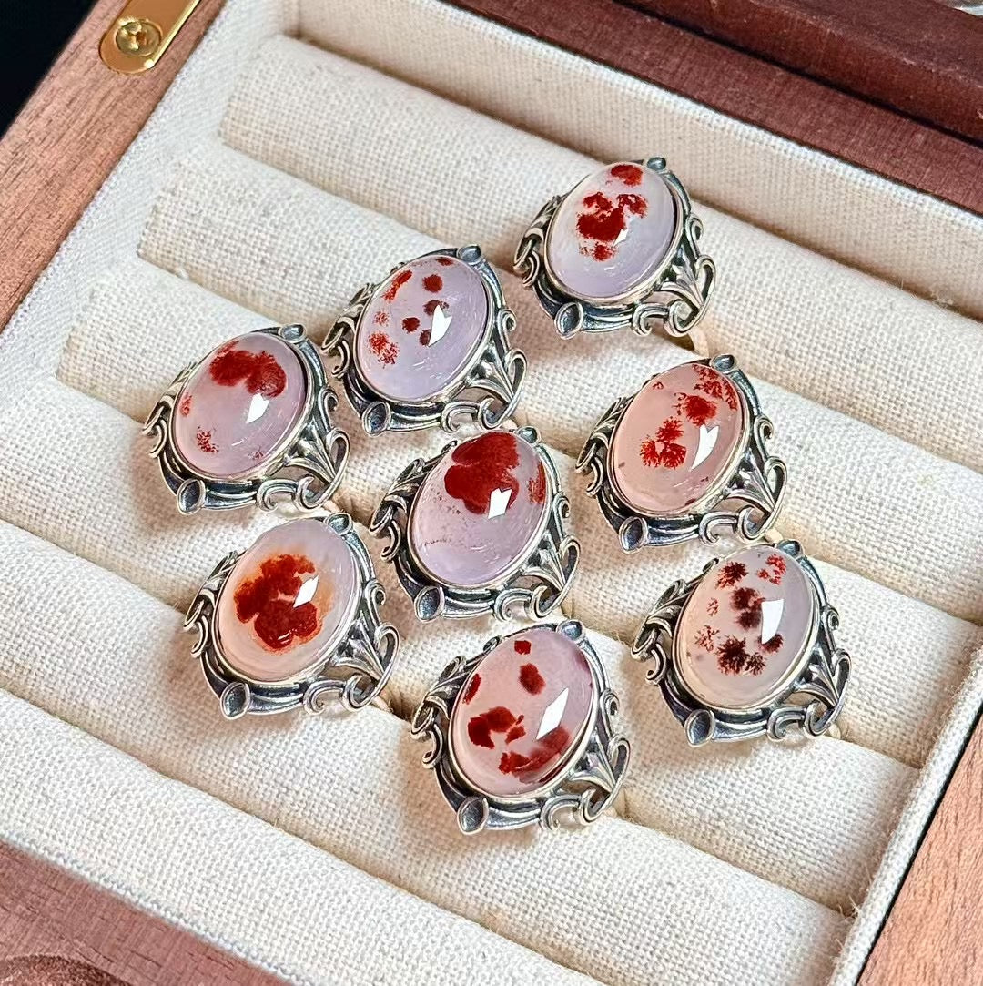 Cinnabar agate ring [S925R]