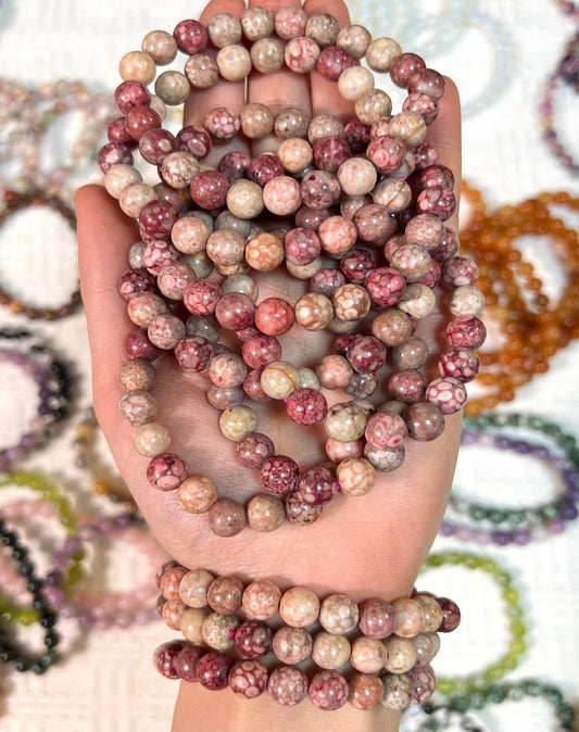 Pink Snowflake Jasper Bracelects[CB]